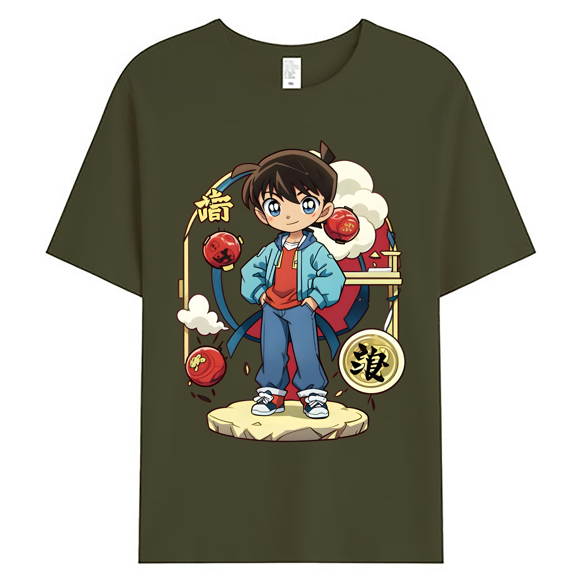 （画像用） 名探偵コナン 江戸川 コナン Detective Conan Conan Edogawa 綿100％ メンズ半袖Tシャツ｜肌触りやわらか＆通気性